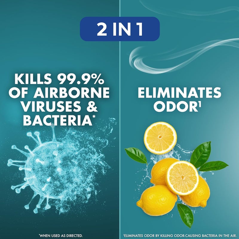 Lysol رذاذ معقم للهواء مع مزيل الروائح للمنزل والمكتب، رذاذ تعقيم، بديل معطر الهواء، رائحة منعشة بسيطة، 10 أونصات (عبوة من 3) - Image 3